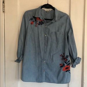 Chambray shirt, embroidered